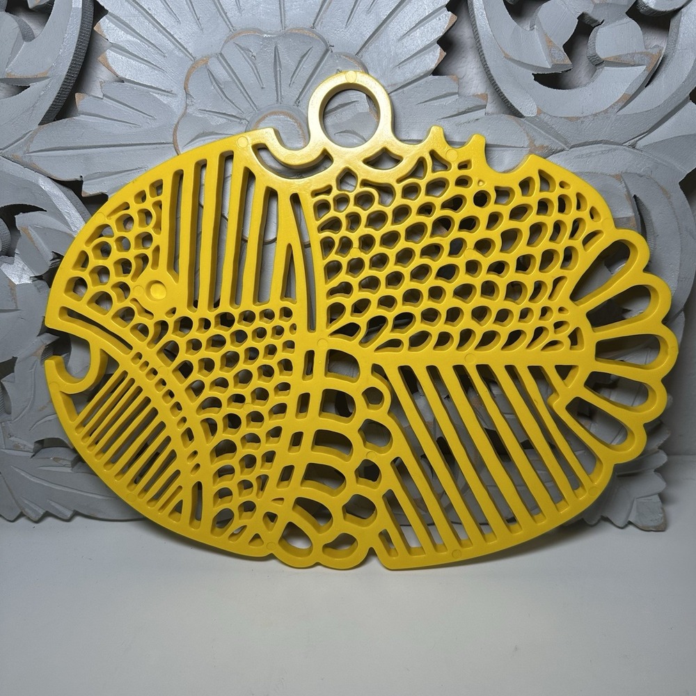 Vintage YELLOW DANSK GOURMET DESIGN Fish Trivet Gunnar Cyren MCM Denmark